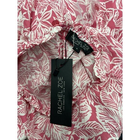 Rachel Zoe Small NWT Palm Print Blouse Ruffled - Picture 9 of 10